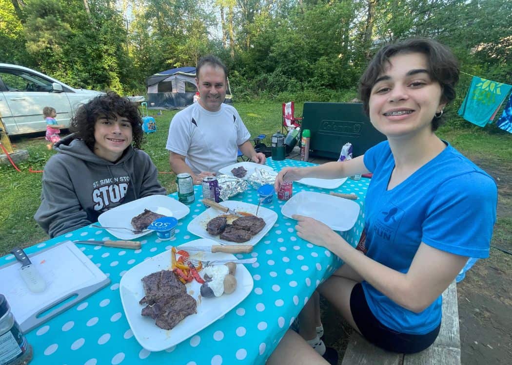 Presquile Provincial Park - Family at dinner in our campsite