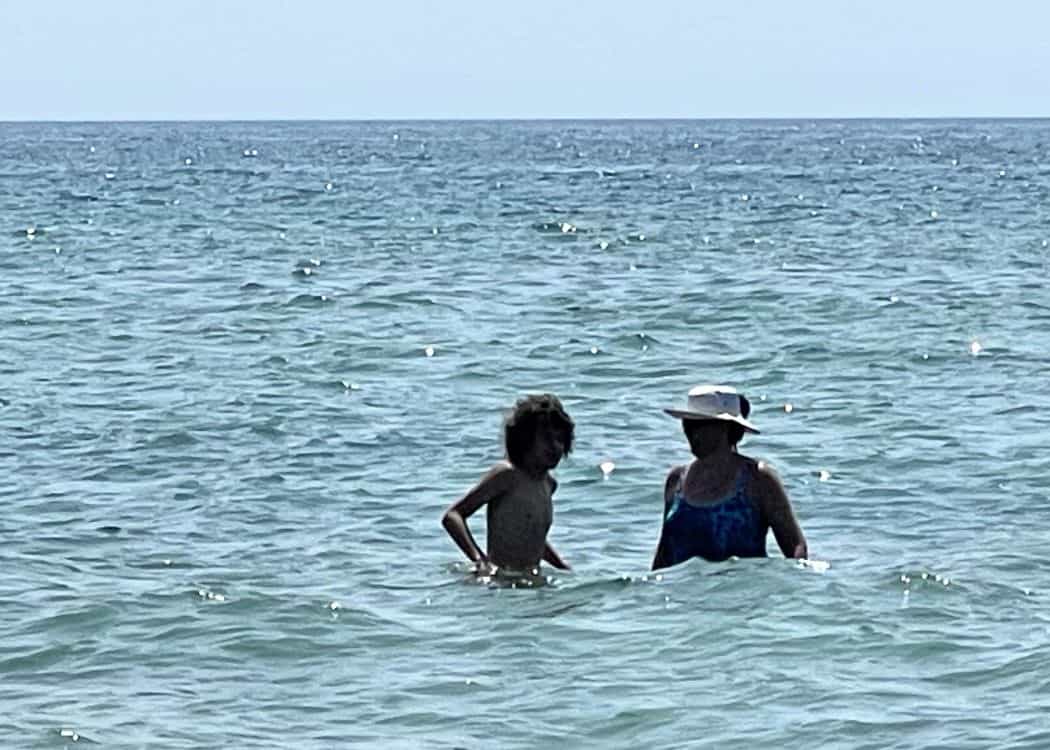 Presquile Provincial Park - Mom and son swimming at the beach