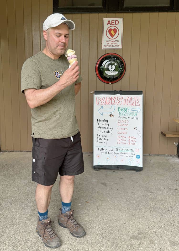 Earl Rowe - Hubby Enjoying Ice Cream at the Park Store