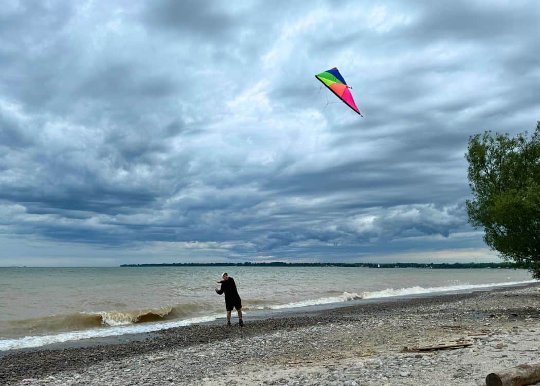 Rock Point - Flying a kite on the beach