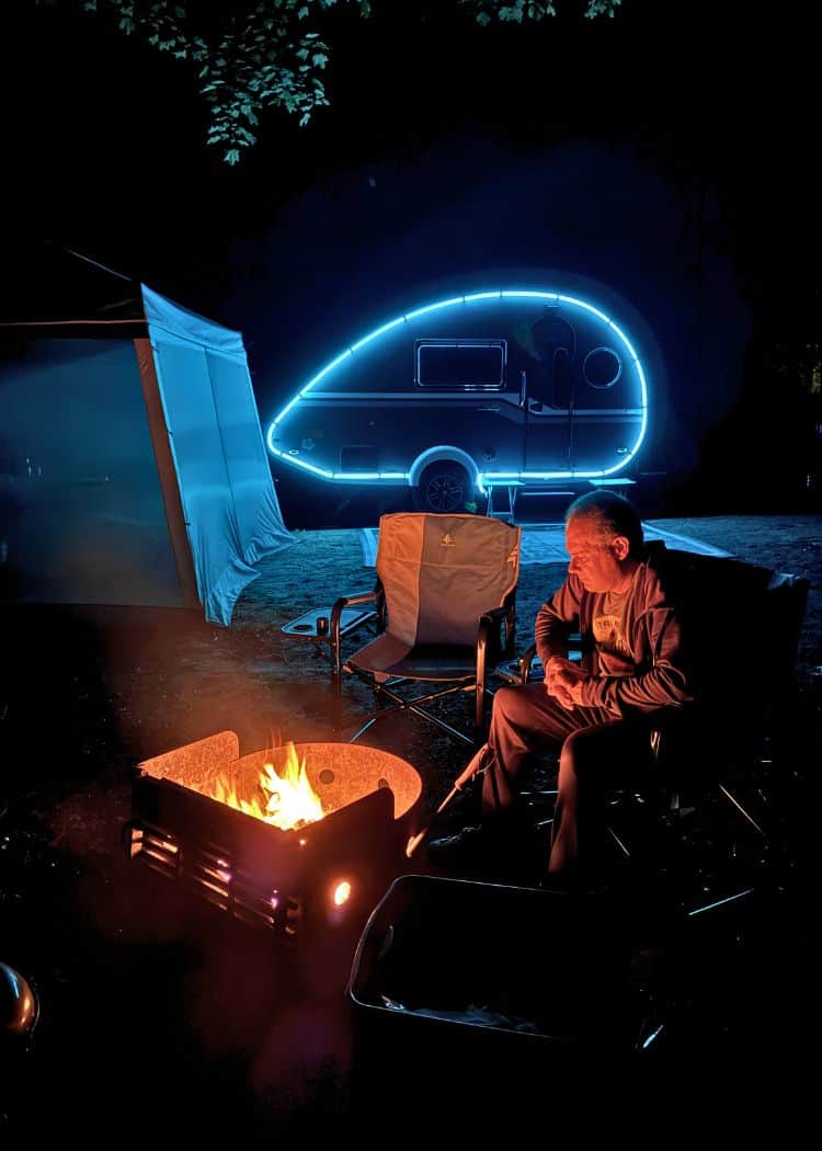 Bass Lake Provincial Park - Campfire at night in the Eastside Campground