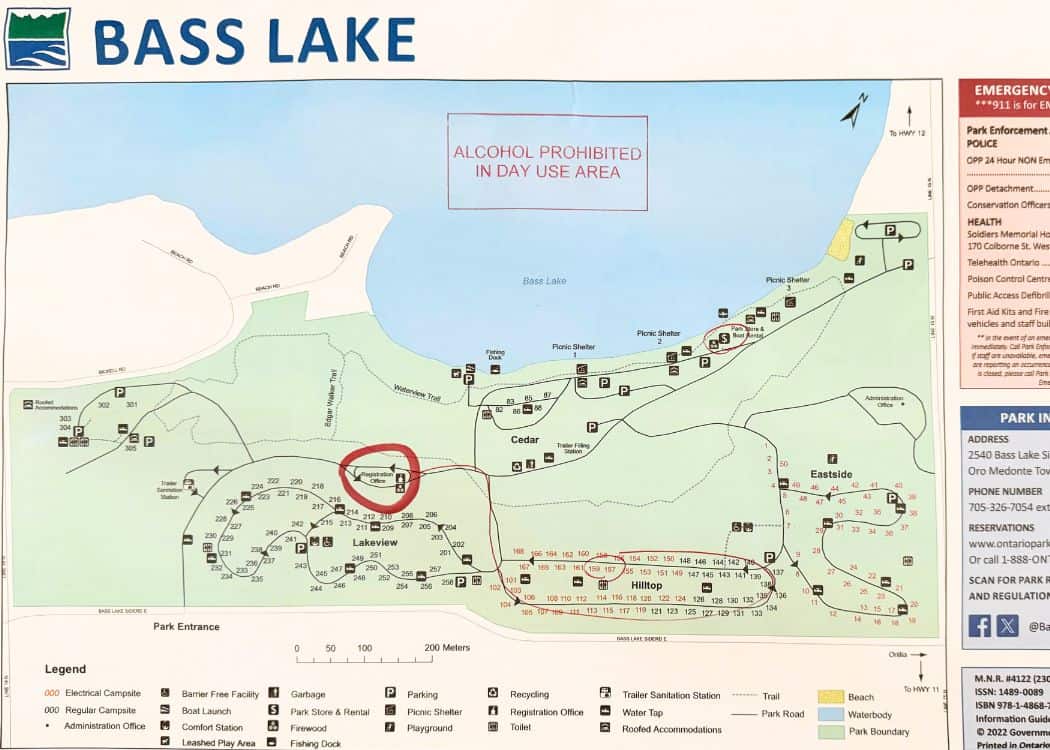 Bass Lake Provincial Park - Map