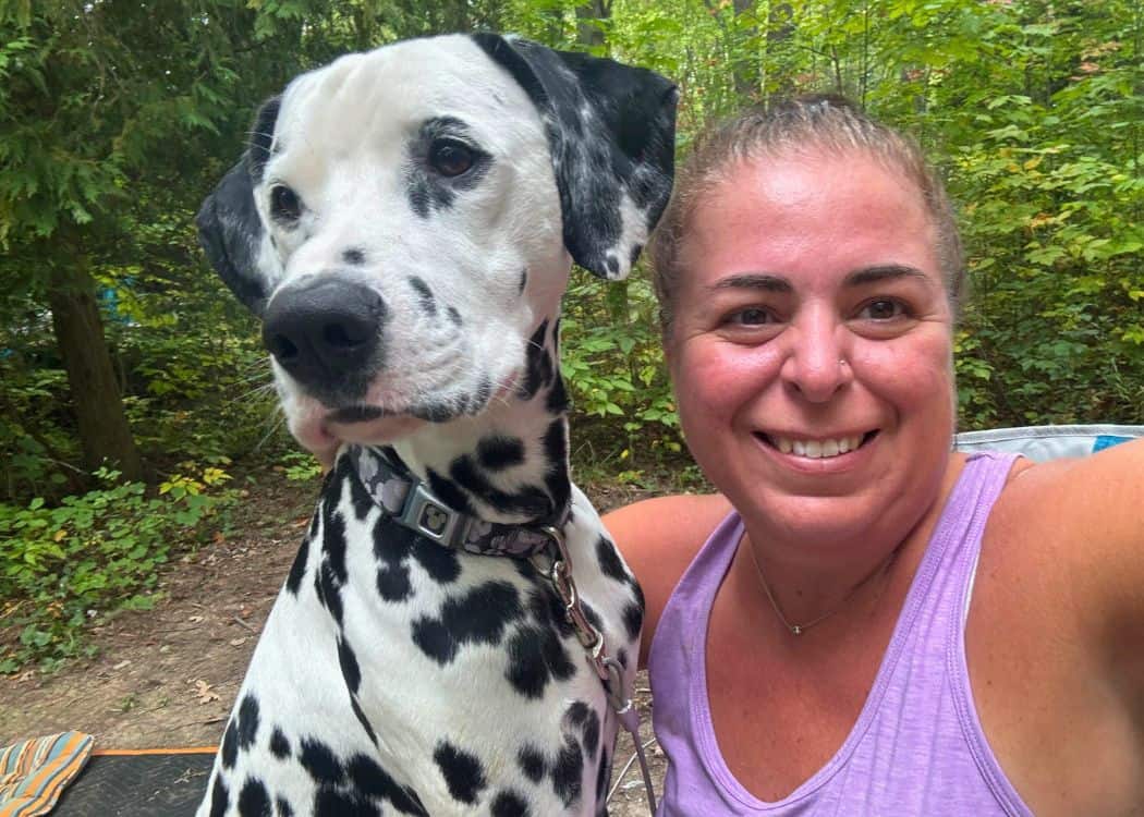 Point Farms Provincial Park - Guinness and I at our campsite