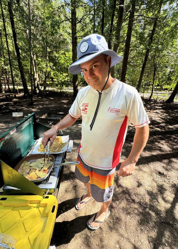Bruce Peninsula National Park - Hubby making dinner in our campsite