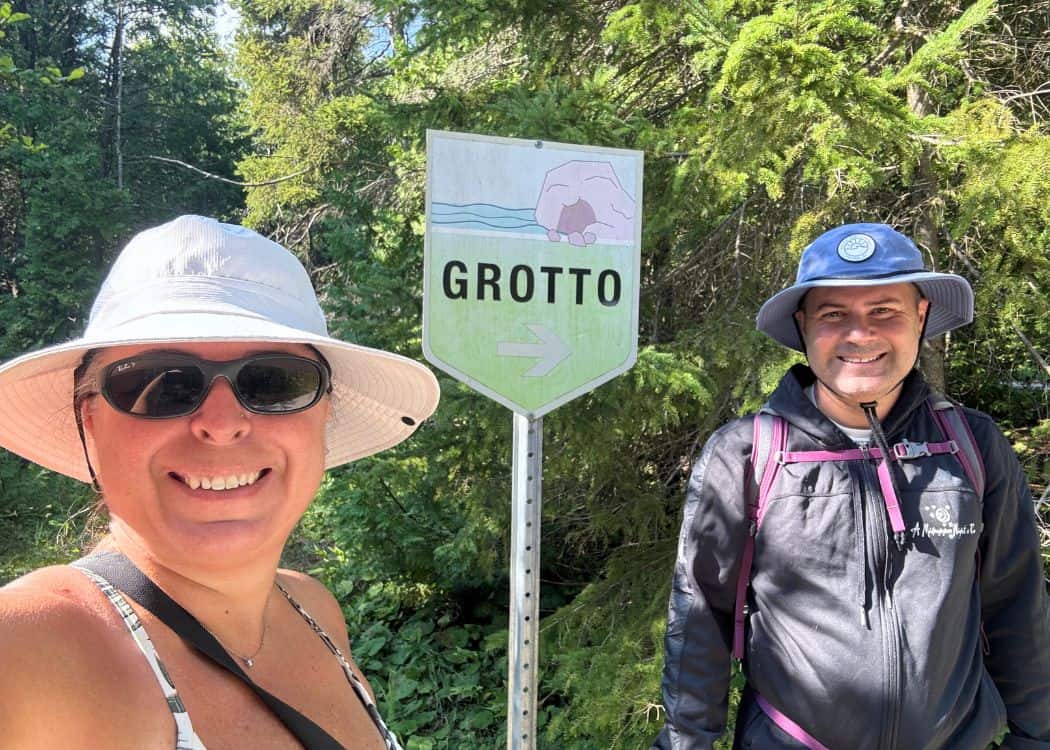 Bruce Peninsula National Park - John and I with a Grotto Sign