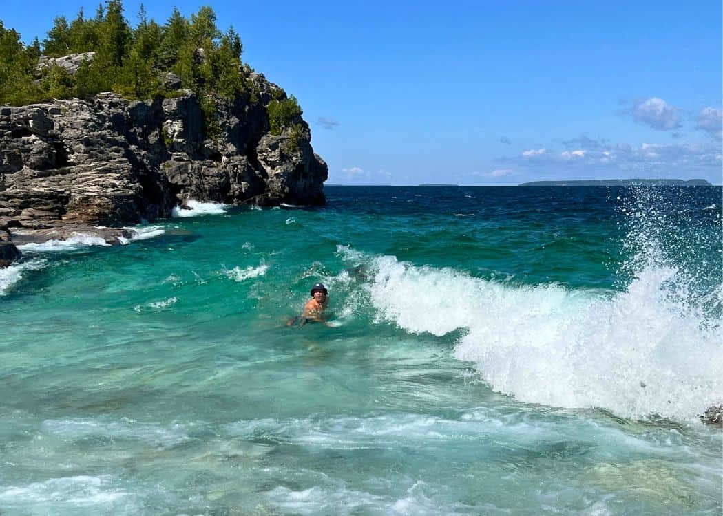 Bruce Peninsula National Park - John swimming at the Grotto