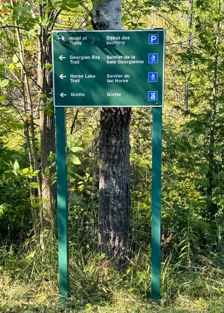 Bruce Peninsula National Park - Trail Signage near the Grotto