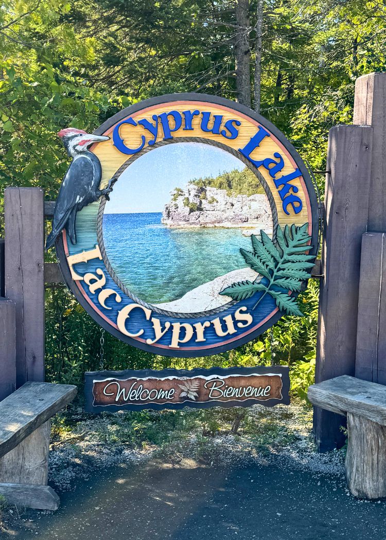 Bruce Peninsula National Park - Welcome to Cyprus Lake sign