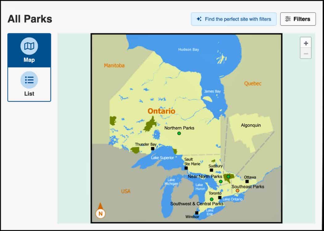Ontario Provincial Parks - Ontario All Parks Map