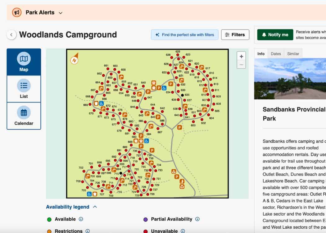 Ontario Provincial Parks - Sandbanks Fully Booked