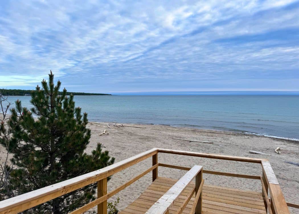 Inverhuron Provincial Park - View from wooden ramp beach entrance