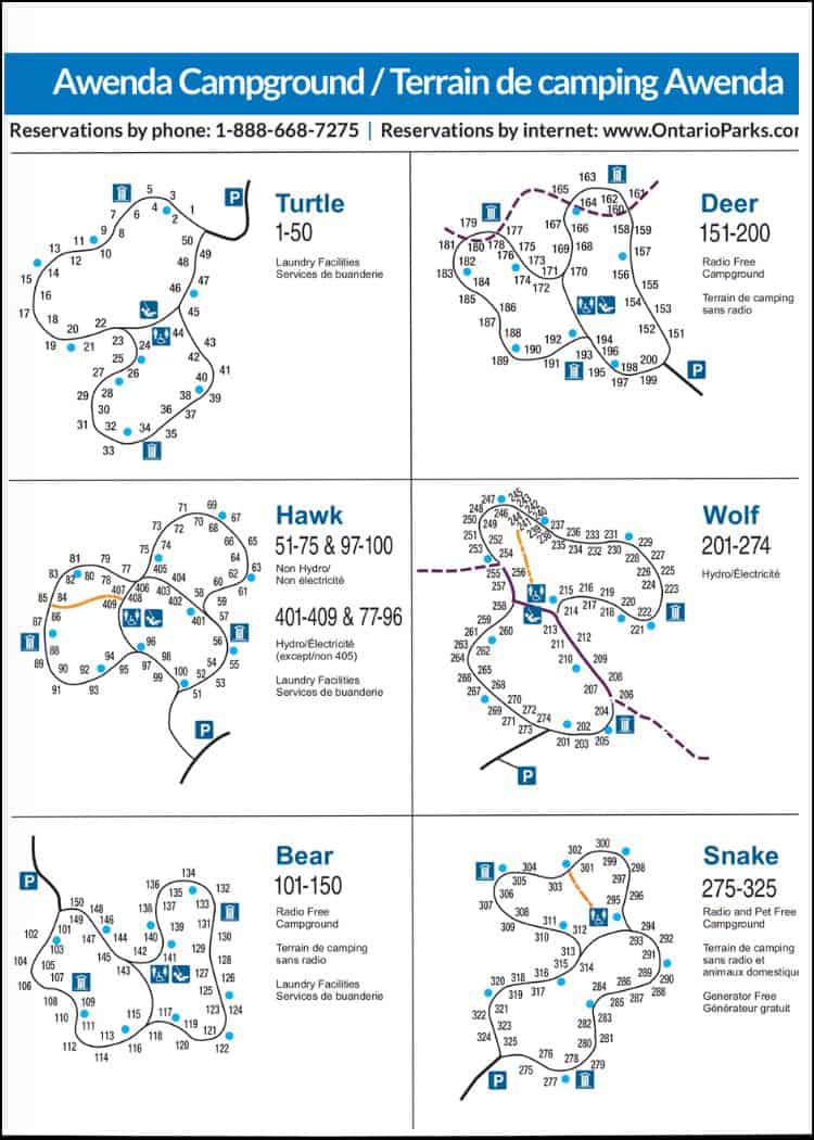 Awenda Provincial Park - Campground Map