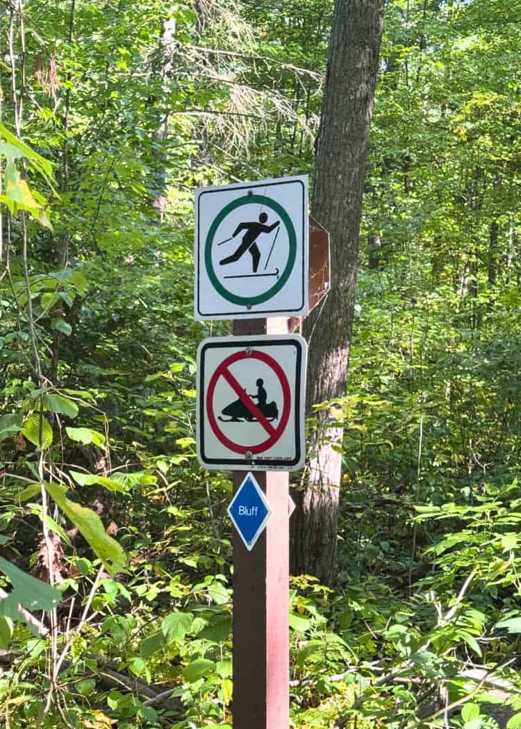 Awenda Provincial Park - Snow activities sign on trail post