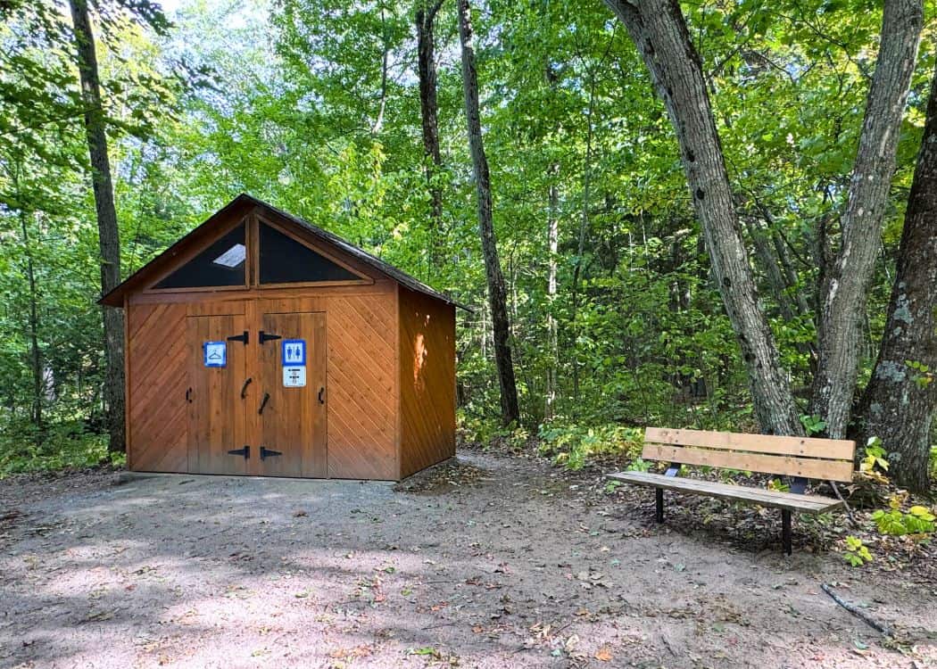 Awenda Provincial Park - Vault Toilets with change rooms by the beach