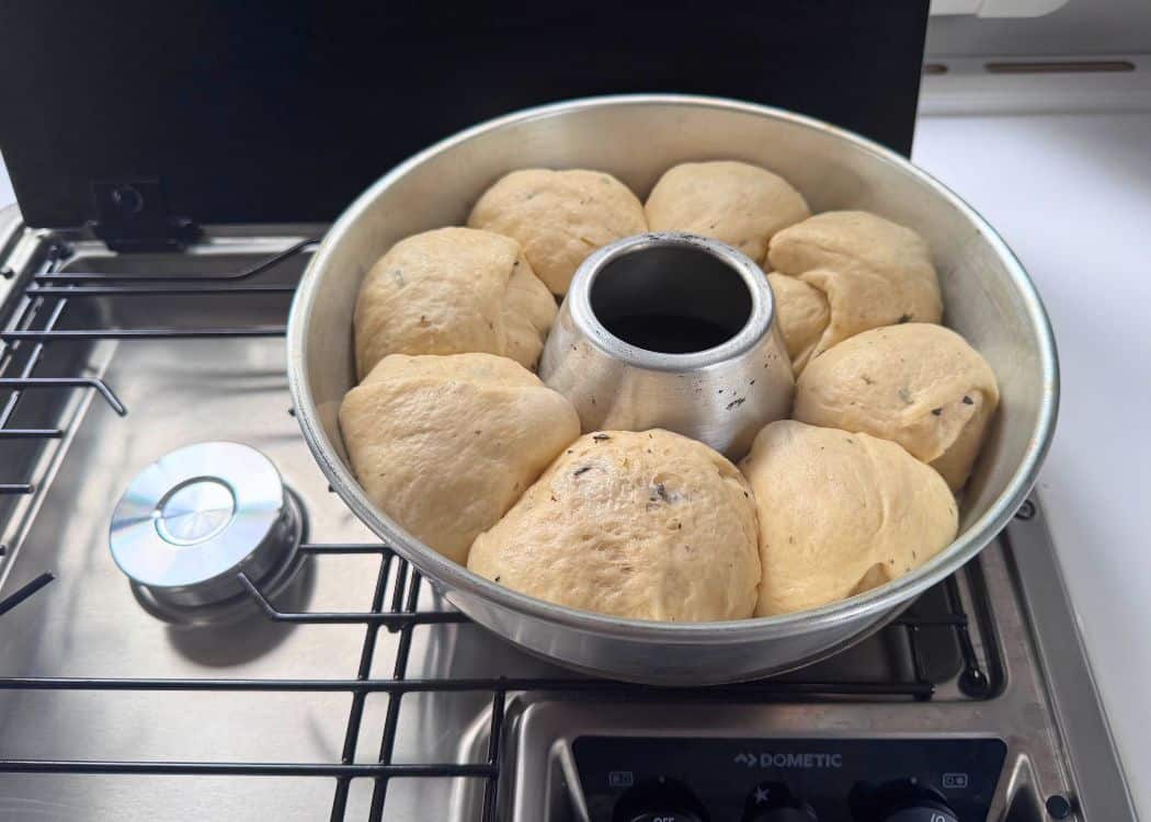 Brown Butter Sage Rolls - In the Omnia Oven before baking