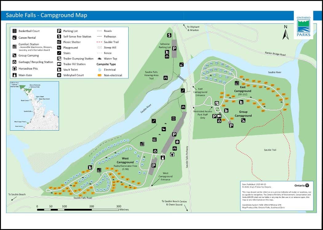 Sauble Falls Provincial Park - Campground Map