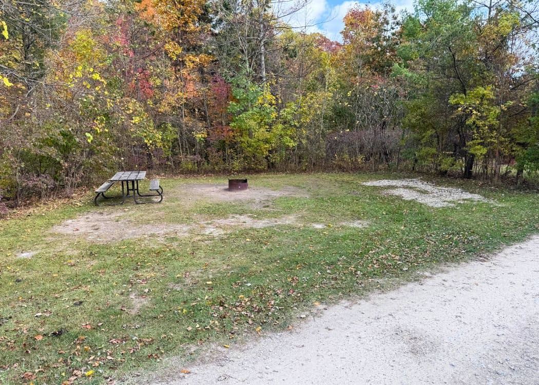 Wheatley Provincial Park - Empty campsite in Highlands campground