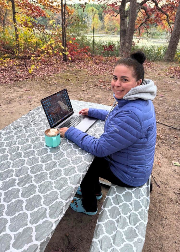 Wheatley Provincial Park - Me working on blog post at our campsite