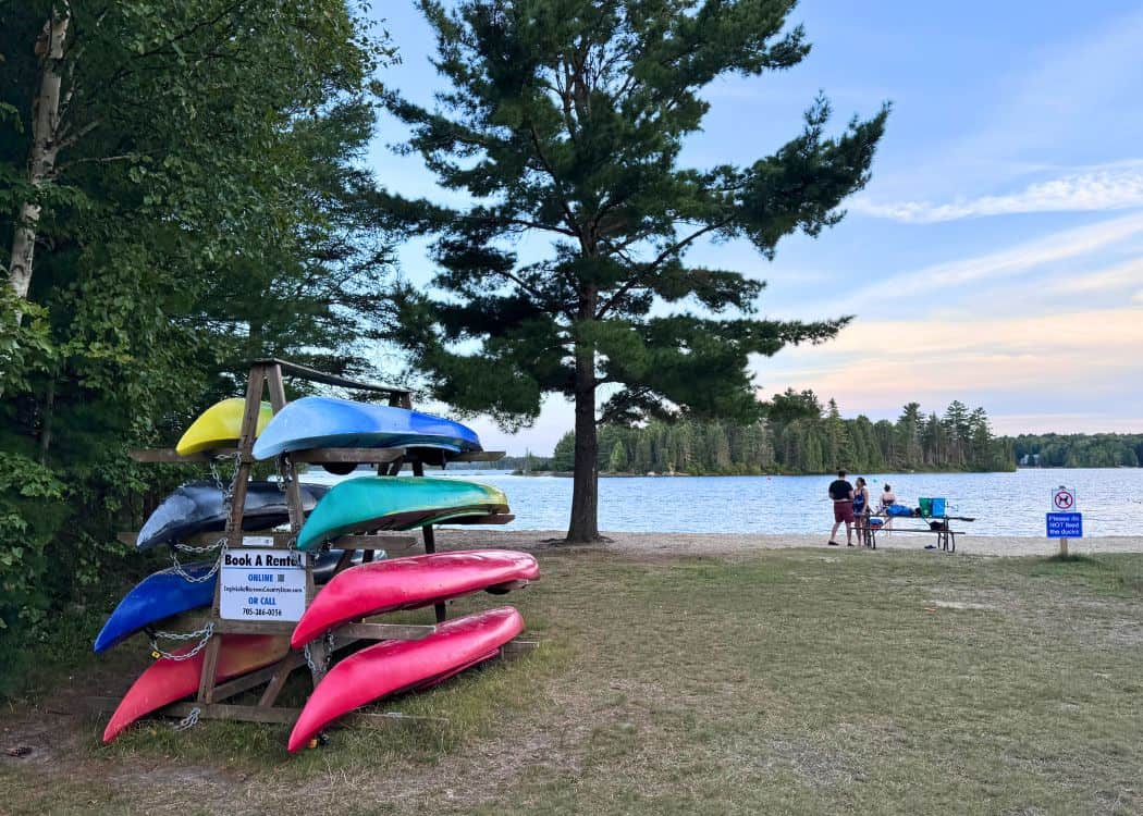 Mikisew Provincial Park - Canoe rack at the day use beach