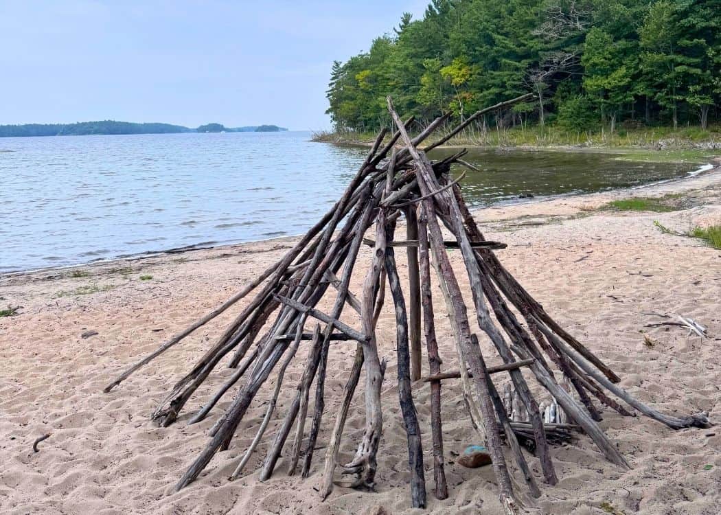Killbear Provincial Park - Branch tipi on the beach
