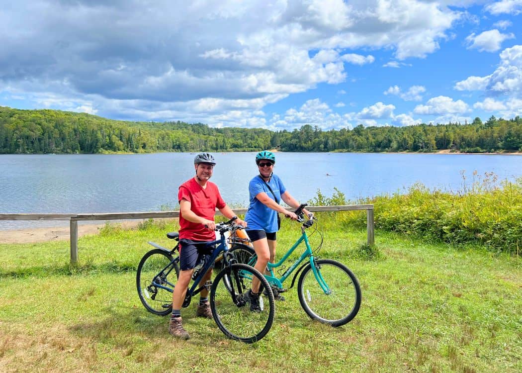 Arrowhead Provincial Park - John and I on bikes