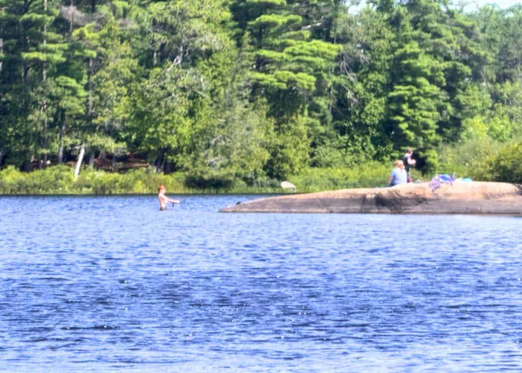 Grundy Lake Provincial Park - Kids playing on slippery rock
