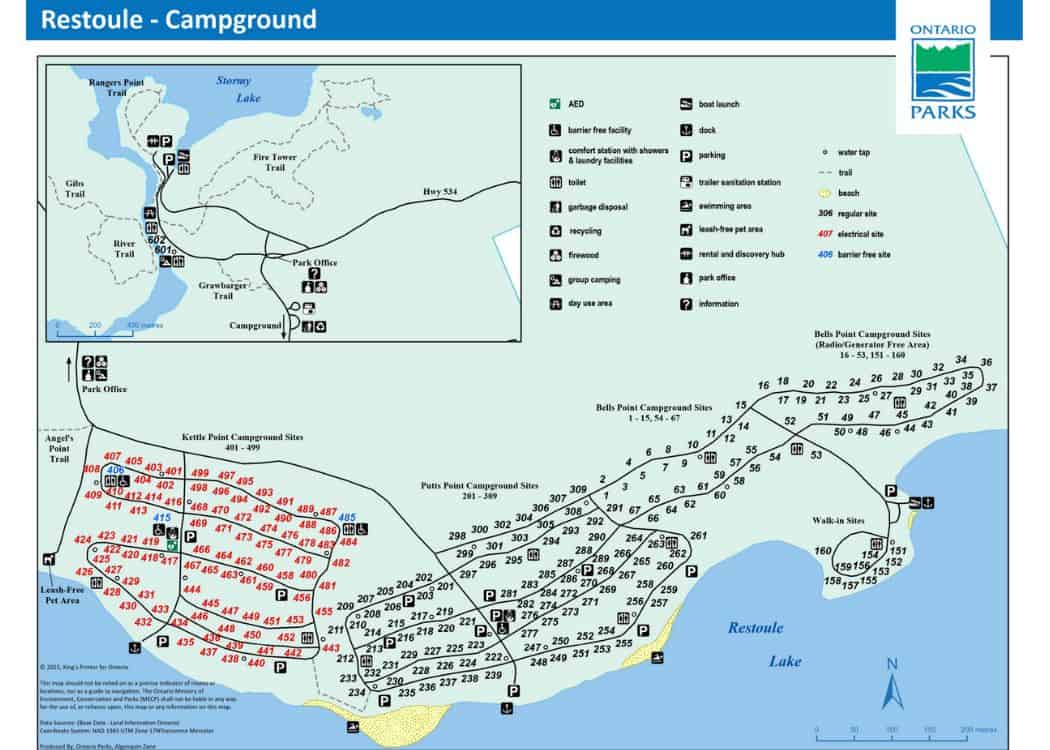Restoule Provincial Park - Campground Map
