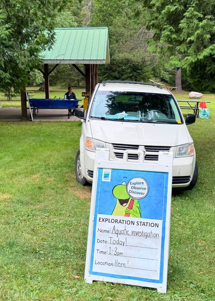 Restoule Provincial Park - Discovery program set up in Day Use area