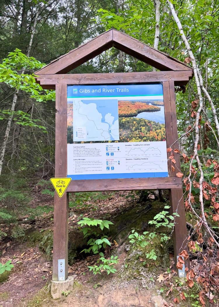 Restoule Provincial Park - Gibbs and River Trails Trailhead sign