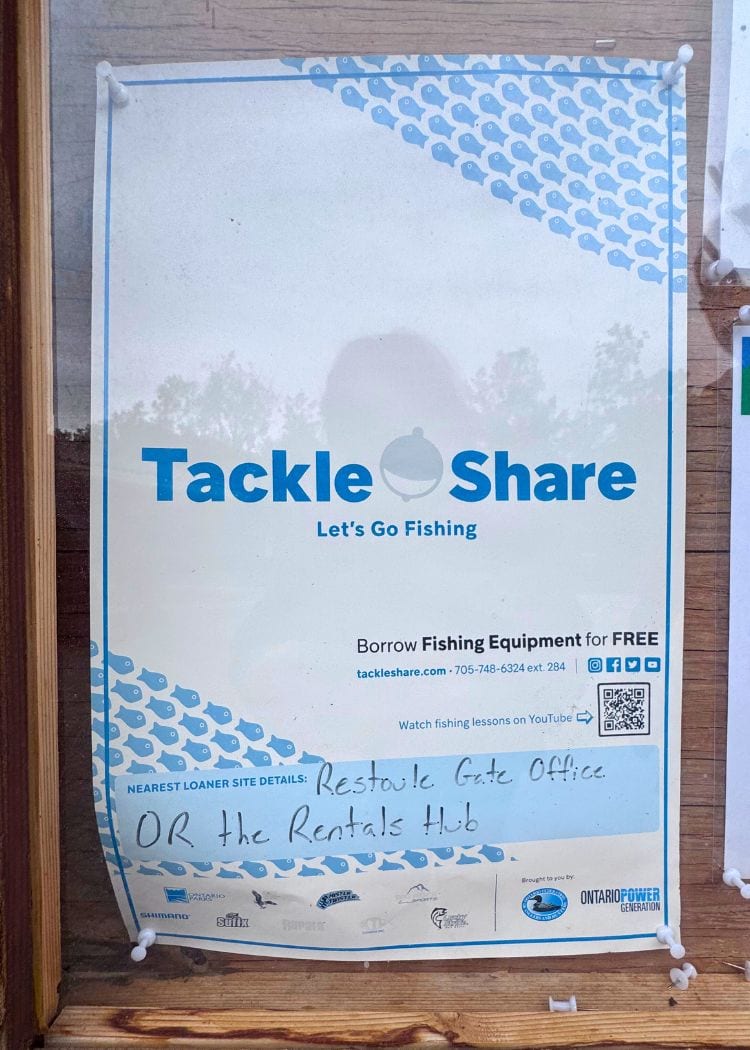 Restoule Provincial Park - Tackle Share program sign