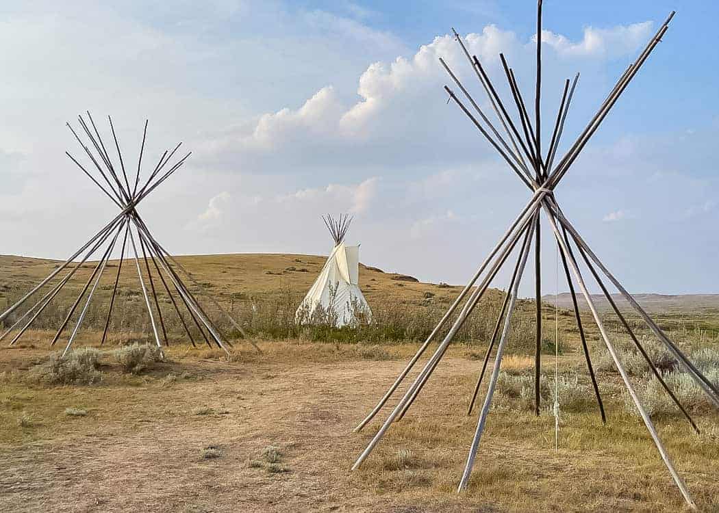 Grasslands NP -Tipi poles and tipi
