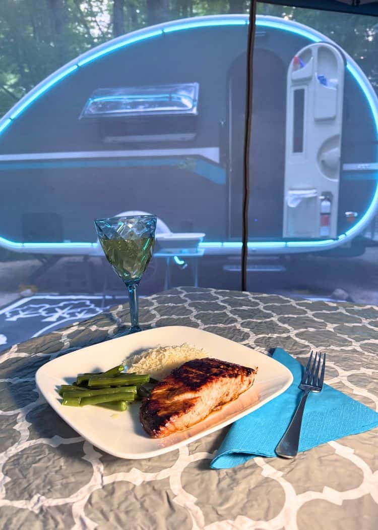 What We Eat While Camping - Salmon dinner